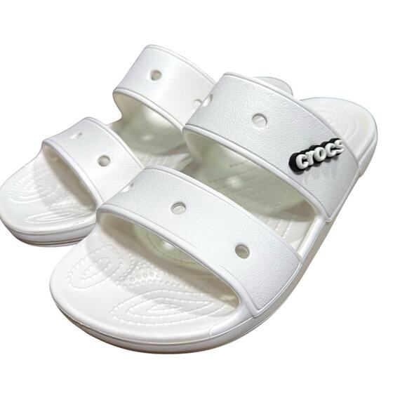 Crocs Classic 206761 Two Strap Sandals Waterproof Slides White Mens 8 Womens 10 - Picture 2 of 7